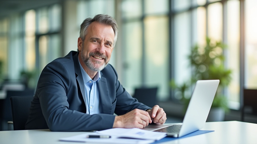 Manager aan het werk met data op een modern kantoor, gericht op het analyseren van informatie voor besluitvorming