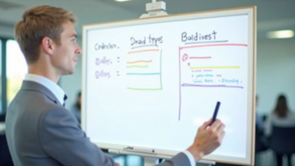 Whiteboard met drie kolommen: Leading, Concurrent en Lagging Indicators met voorbeelden